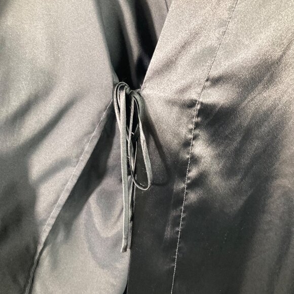 Womens Vintage 90s Victorias Secret Satin Robe Short Black OS Polyester 1/2 Slee - Picture 7 of 12